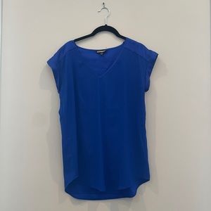 Express Royal Blue Rolled Short Sleeve Blouse